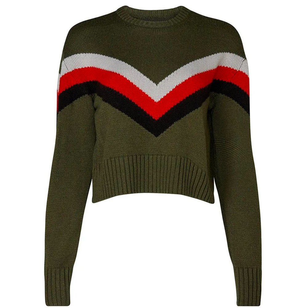 Marissa Webb Collective- Olive Chevron Sweater- Size Small- Cropped Sweater